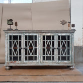 Carved Indian Furniture Handmade Solid Wood Sideboard Carved Doors Grey